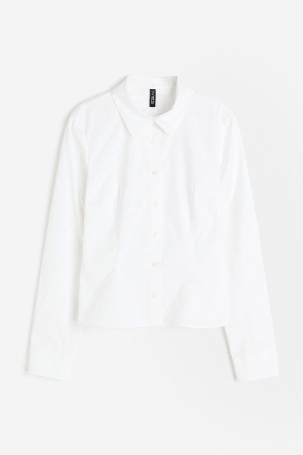 H&M Fitted Poplin Shirt White