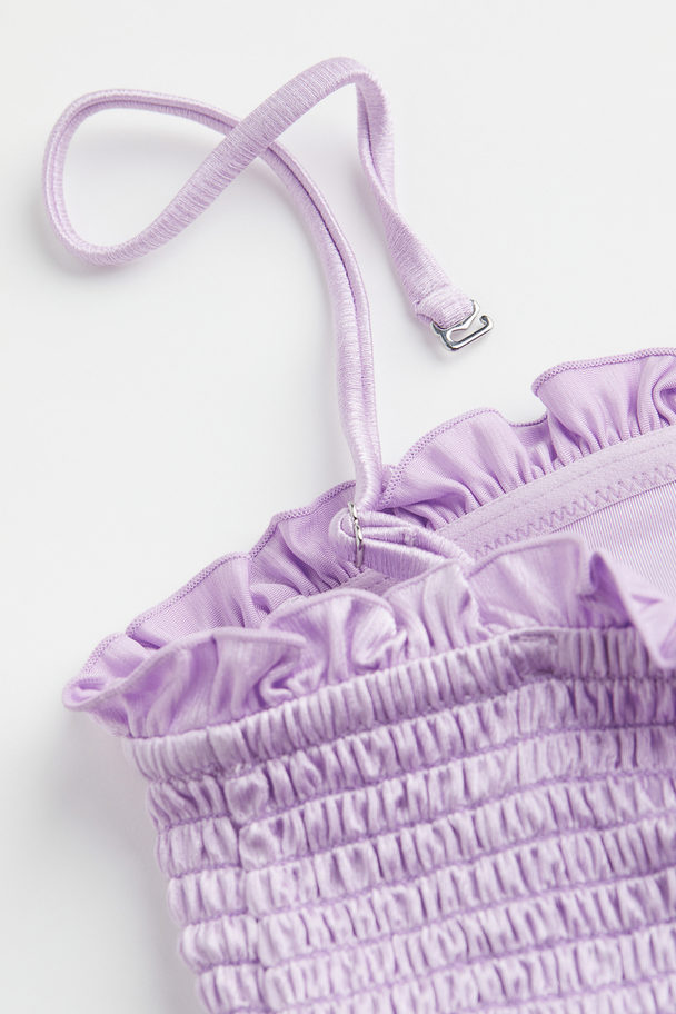 H&M Smocked Bandeau Bikini Top Light Purple