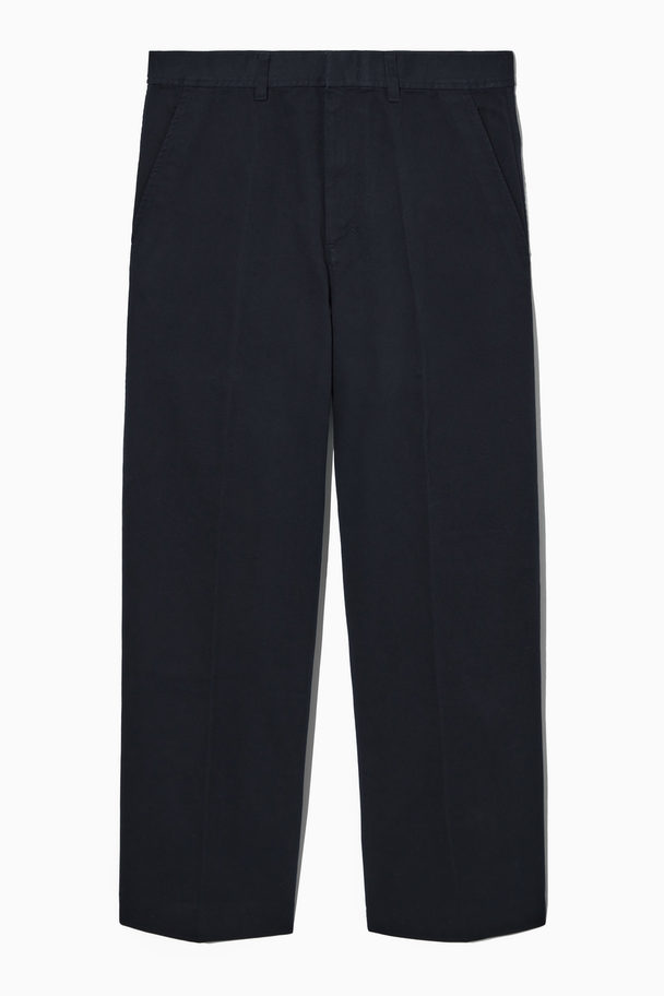 COS Relaxed-fit Wide-leg Twill Chinos Dark Navy