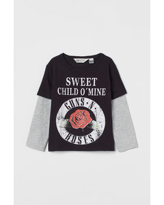 Tricot Shirt Met Print Zwart/guns N' Roses