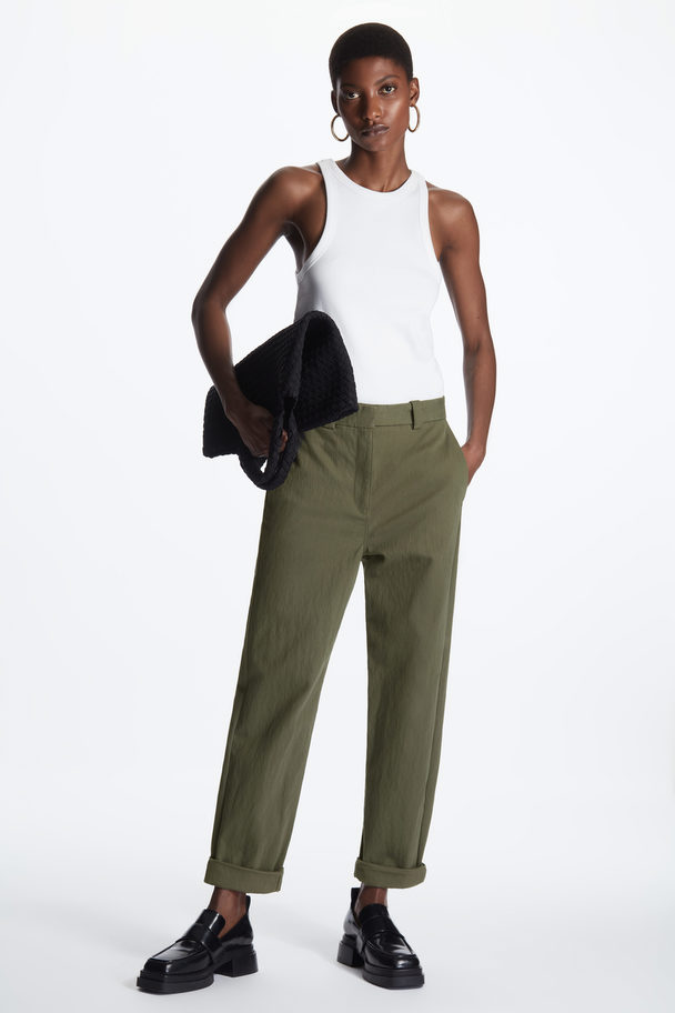 COS Relaxed Chino Trousers Khaki Green