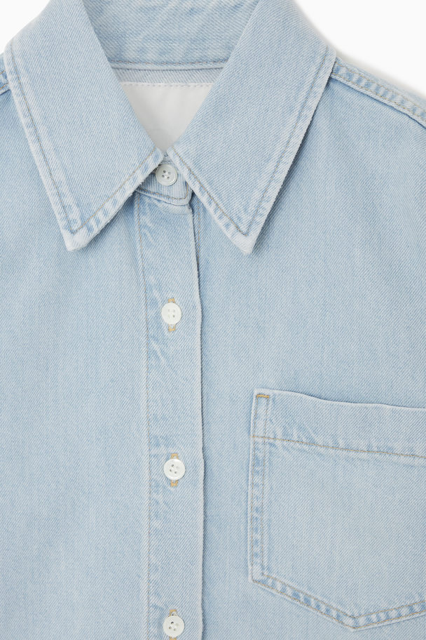 COS Cropped Short-sleeved Denim Shirt Light Blue