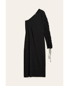 Oversized One-shoulder Dress Black