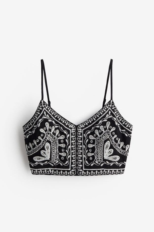 H&M Glitzerndes Kurztop Schwarz