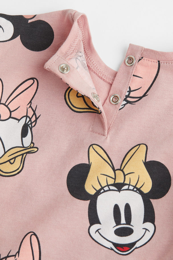 H&M Printed Jersey Dress Pink/minnie Mouse