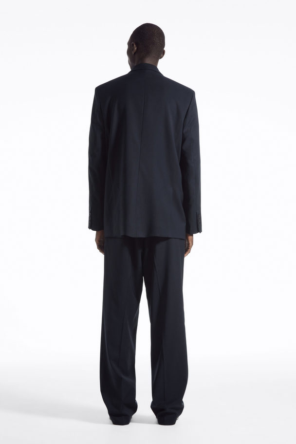 COS Relaxed Wool Trousers - Straight Navy