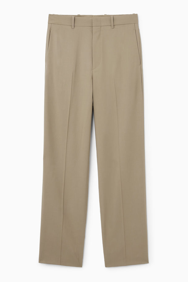 COS Relaxed Wool Trousers - Straight Camel
