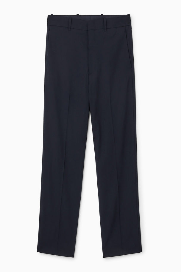 COS Relaxed Wool Trousers - Straight Navy