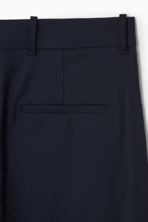 COS Relaxed Wool Trousers - Straight Navy