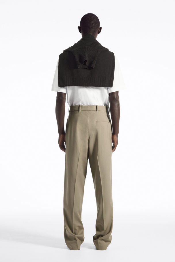 COS Relaxed Wool Trousers - Straight Camel