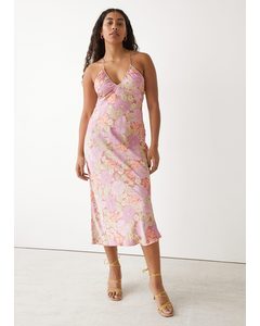 Printed Strappy Midi Dress Pink Florals