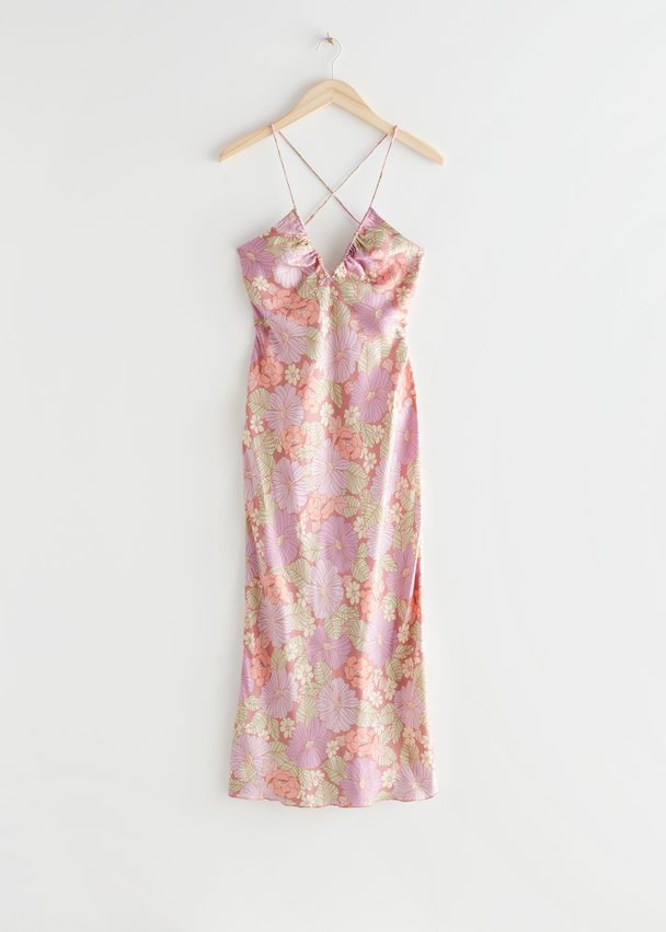 & Other Stories Printed Strappy Midi Dress Pink Florals