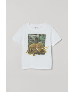 Printed T-shirt White/triceratops
