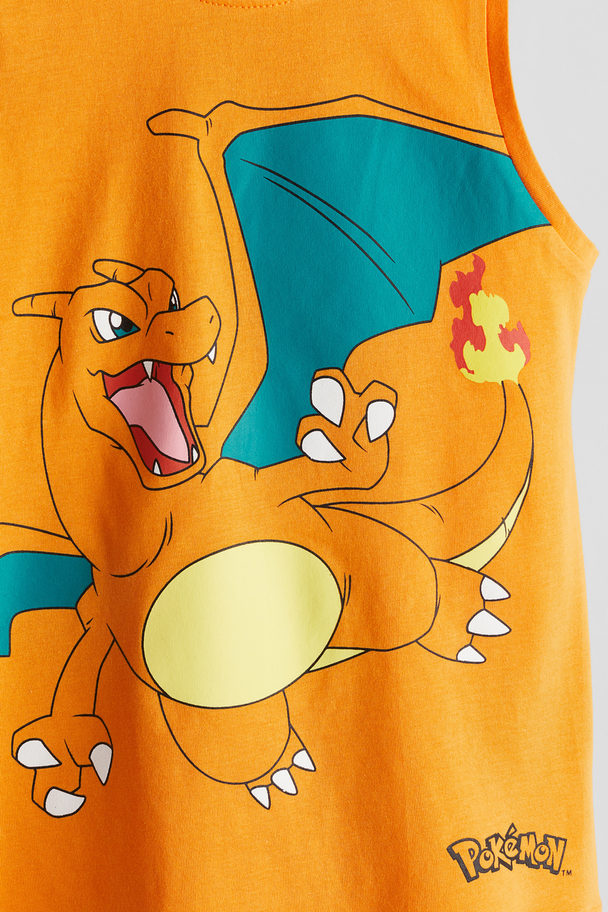 H&M Printed Vest Top Orange/pokémon