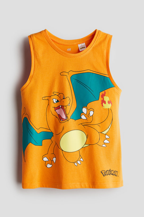 H&M Printed Vest Top Orange/pokémon