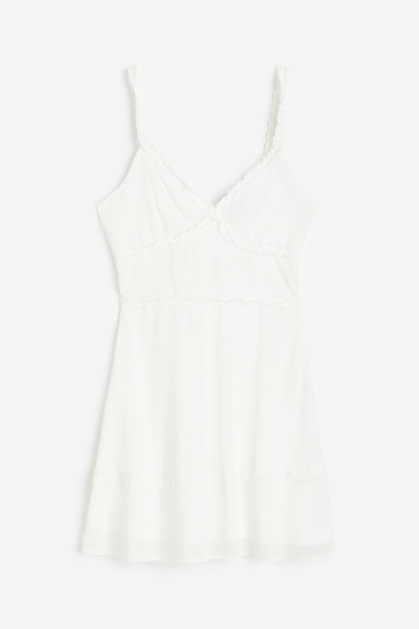 H&M Kleid mit Volantbesatz und Bindedetail Cremefarben