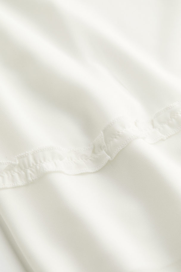 H&M Frill-trimmed Tie-detail Dress Cream