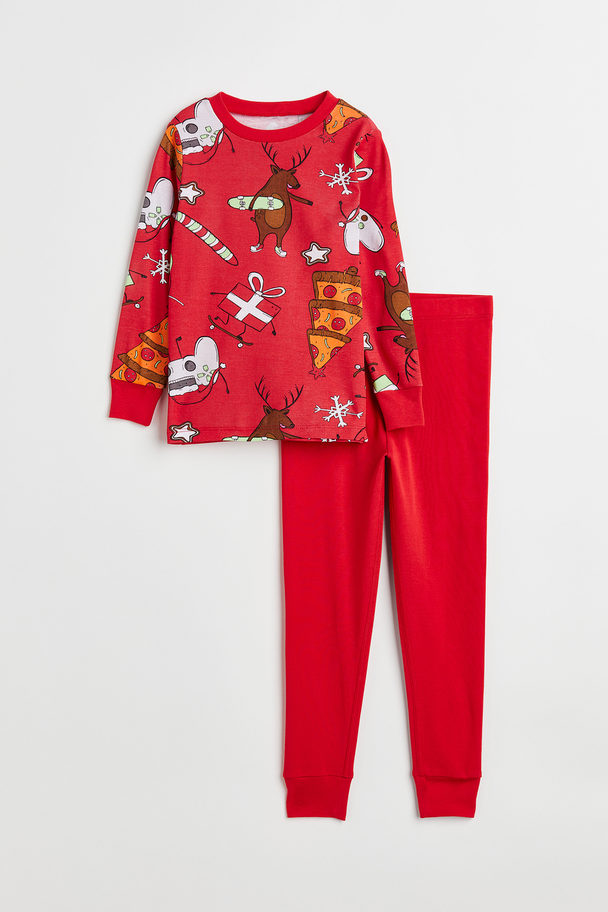 H&M Tricot Pyjama Rood/dessin