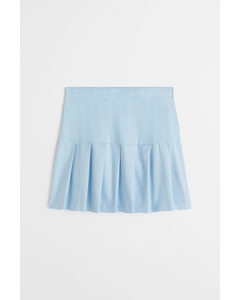 Pleated Twill Skirt Light Blue/striped
