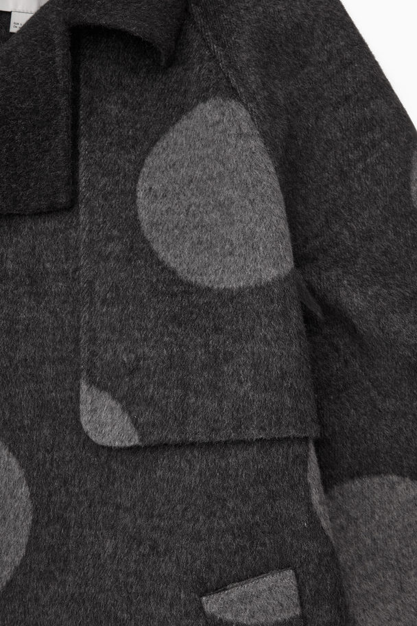 COS Oversized Polka-dot Wool Coat Grey / Polka-dot
