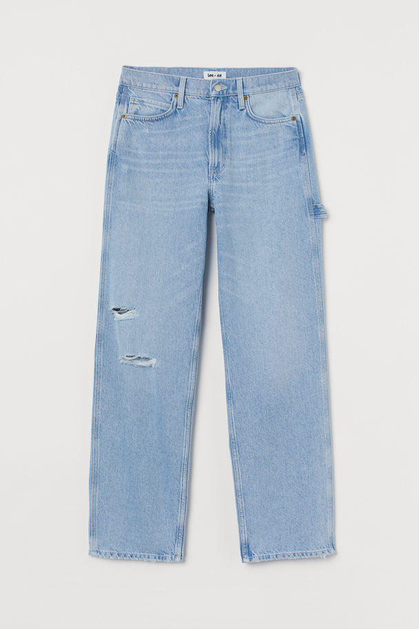 H&M Slouch Straight High Jeans Light Denim Blue