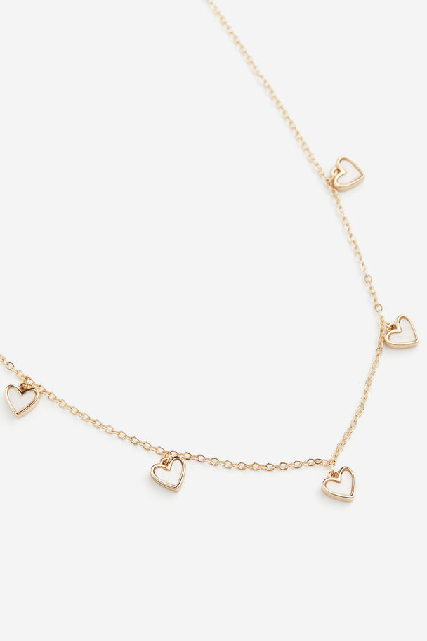 H&M Halskette mit Herz Goldfarben/Weiß