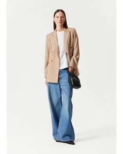 Getailleerde Blazer Poederbeige