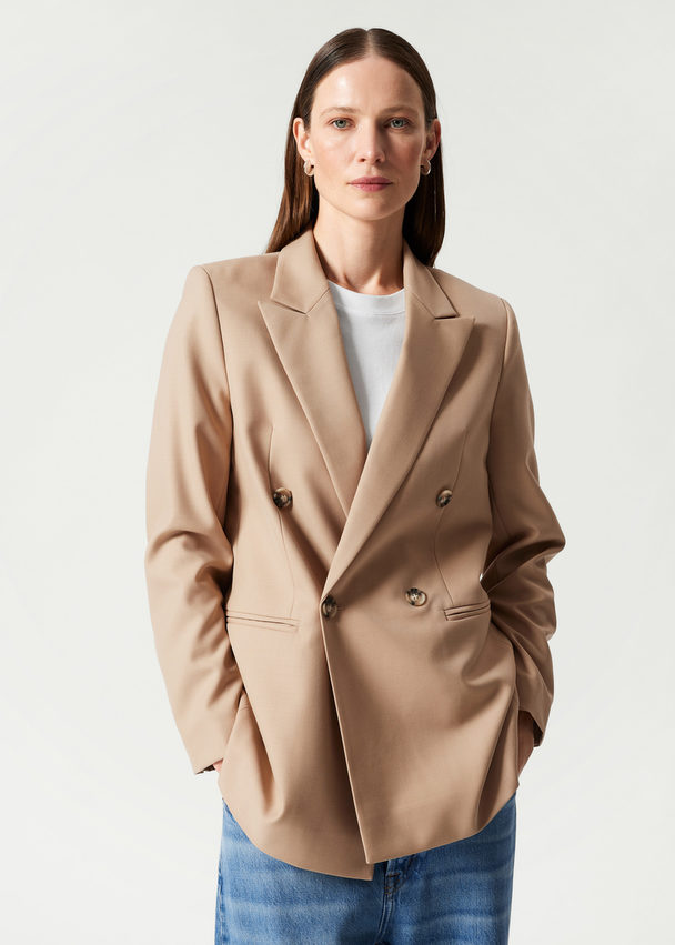 & Other Stories Figursyet Blazer Støvet Beige