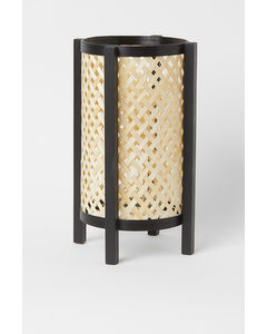 Bamboo Candle Lantern Light Beige/black