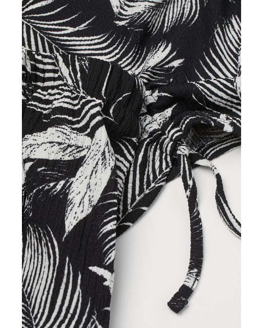 H&M 2-piece Set Black/leaf Print