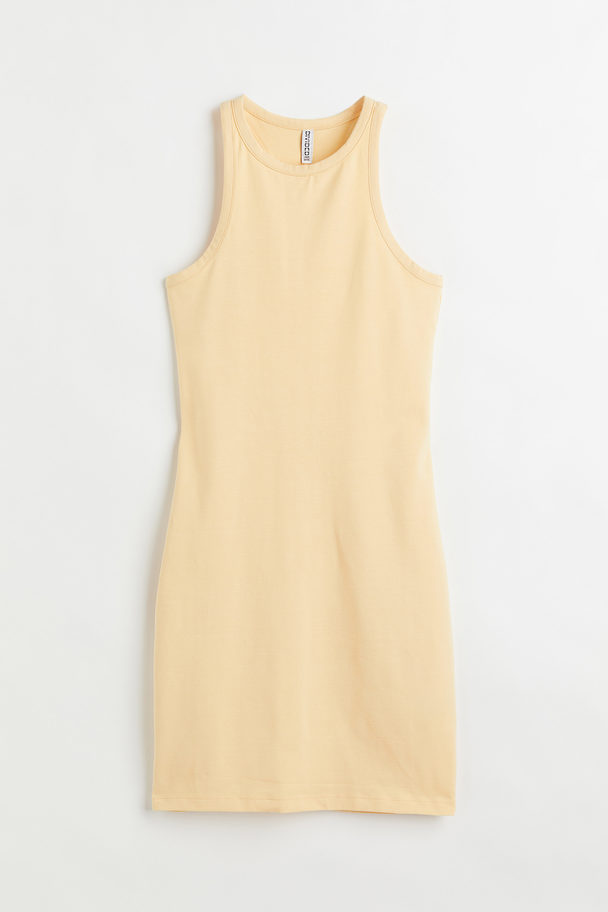 H&M Cut-out Cotton Dress Light Yellow