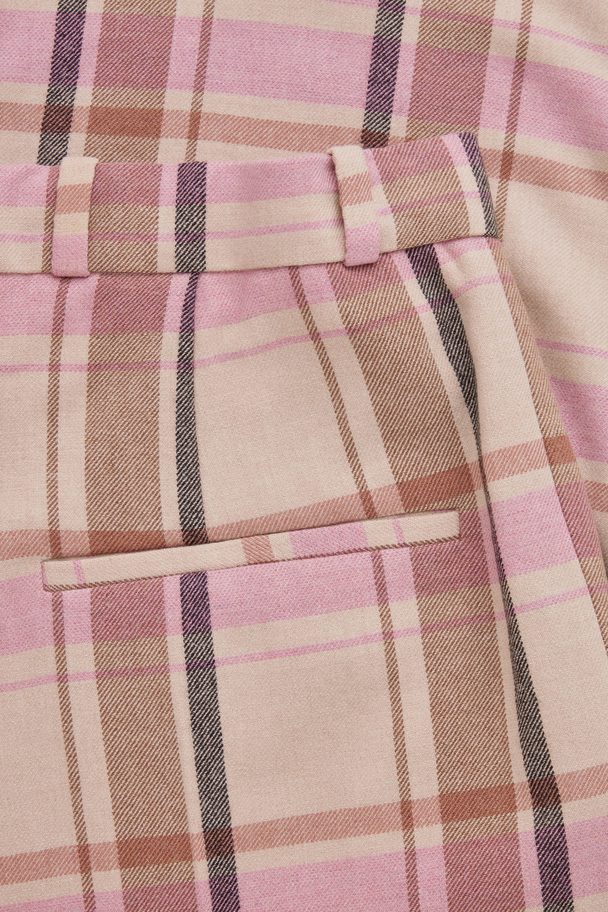 COS Pleated Wide-leg Checked Trousers Beige / Light Pink