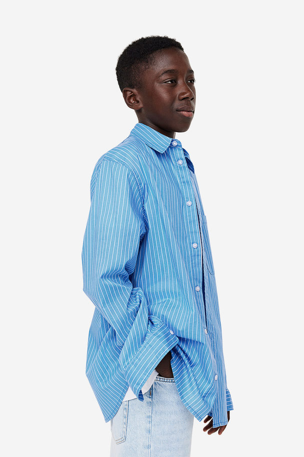 H&M Skjorte I Bomuld Klar Blå