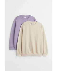 2-pack Relaxed Fit Sweatshirts Light Beige/light Purple