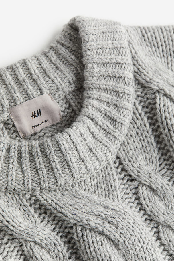 H&M Zopfpullover aus Wollmix in Regular Fit Grau