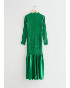 Smocked Midi Dress Green