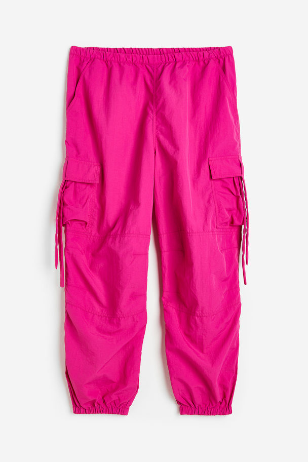 H&M H&m+ Low-waisted Parachute Trousers Cerise