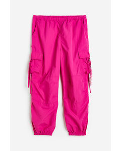 H&m+ Low-waisted Parachute Trousers Cerise