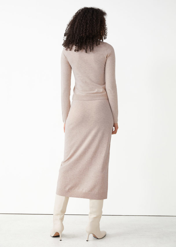 & Other Stories Straight Wool Knit Skirt Beige