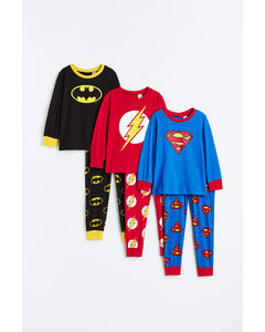 3-pack Pyjamas Med Trykk Klarblå/justice League