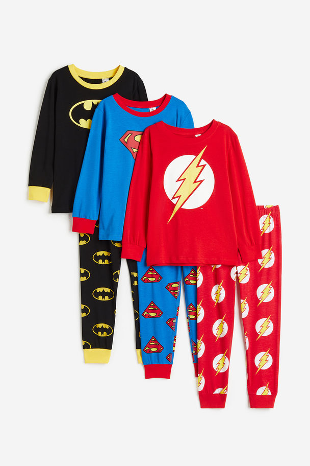 H&M 3-pack Pyjamas Med Tryck Klarblå/justice League