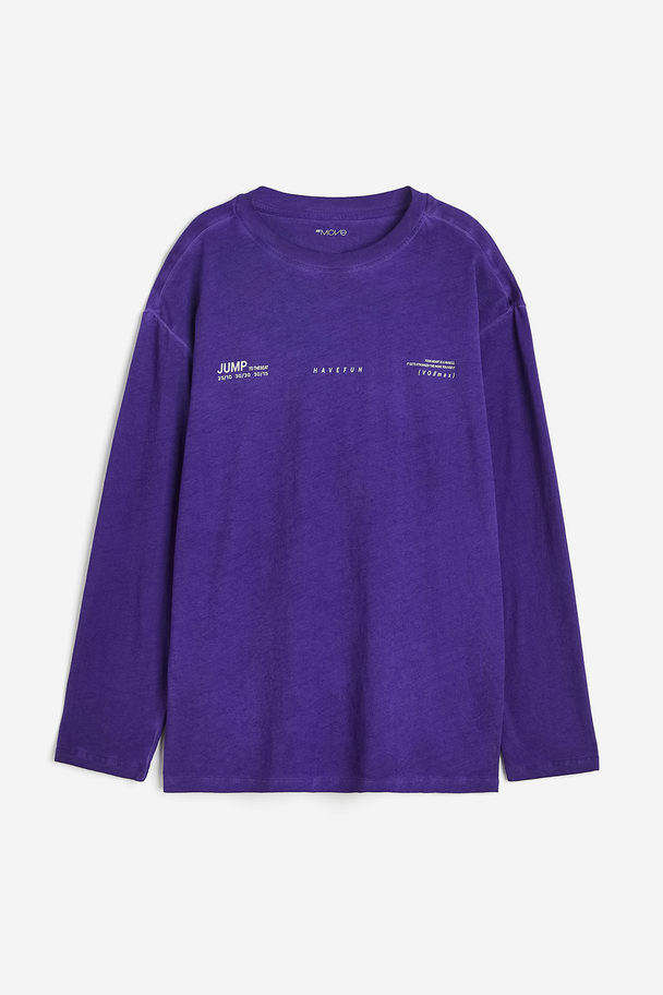 H&M Drymove™ Printed Sports Top Dark Purple/washed Out