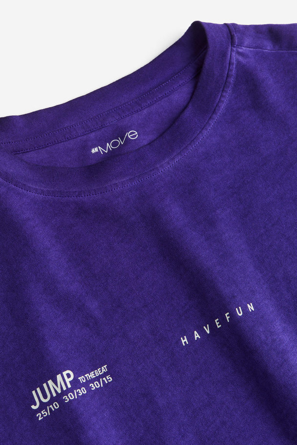 H&M Drymove™ Printed Sports Top Dark Purple/washed Out