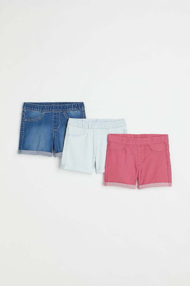 H&M Set Van 3 Denim Shorts Roze/licht Denimblauw