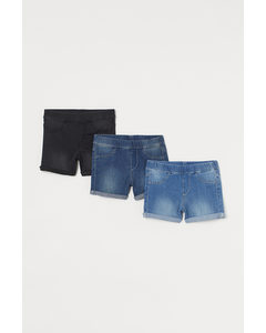 3-pack Denim Shorts Black/denim Blue