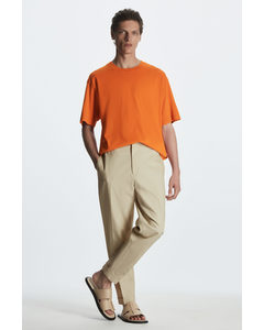 Regular-fit Pleated Twill Trousers Off-white