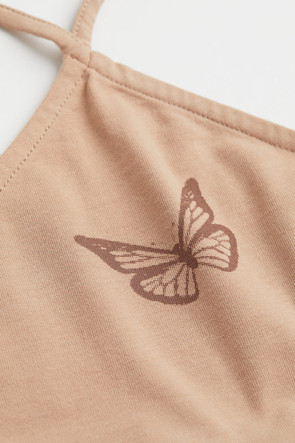 H&M Bodyconjurk Beige/vlinder