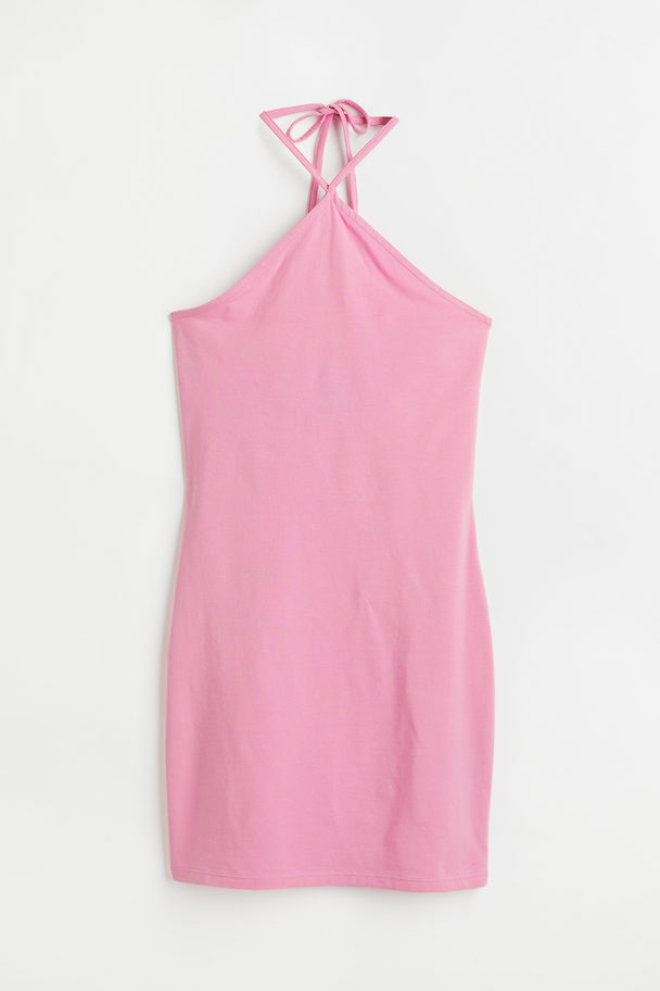 H&M Bodycon-Kleid mit Neckholder Hellrosa