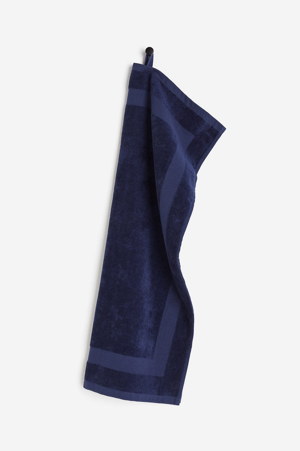 H&M HOME Velours Handdoek Donkerblauw