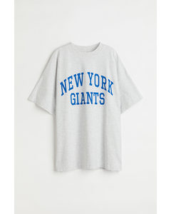 Lang T-shirt Med Tryk Gråmeleret/new York Giants